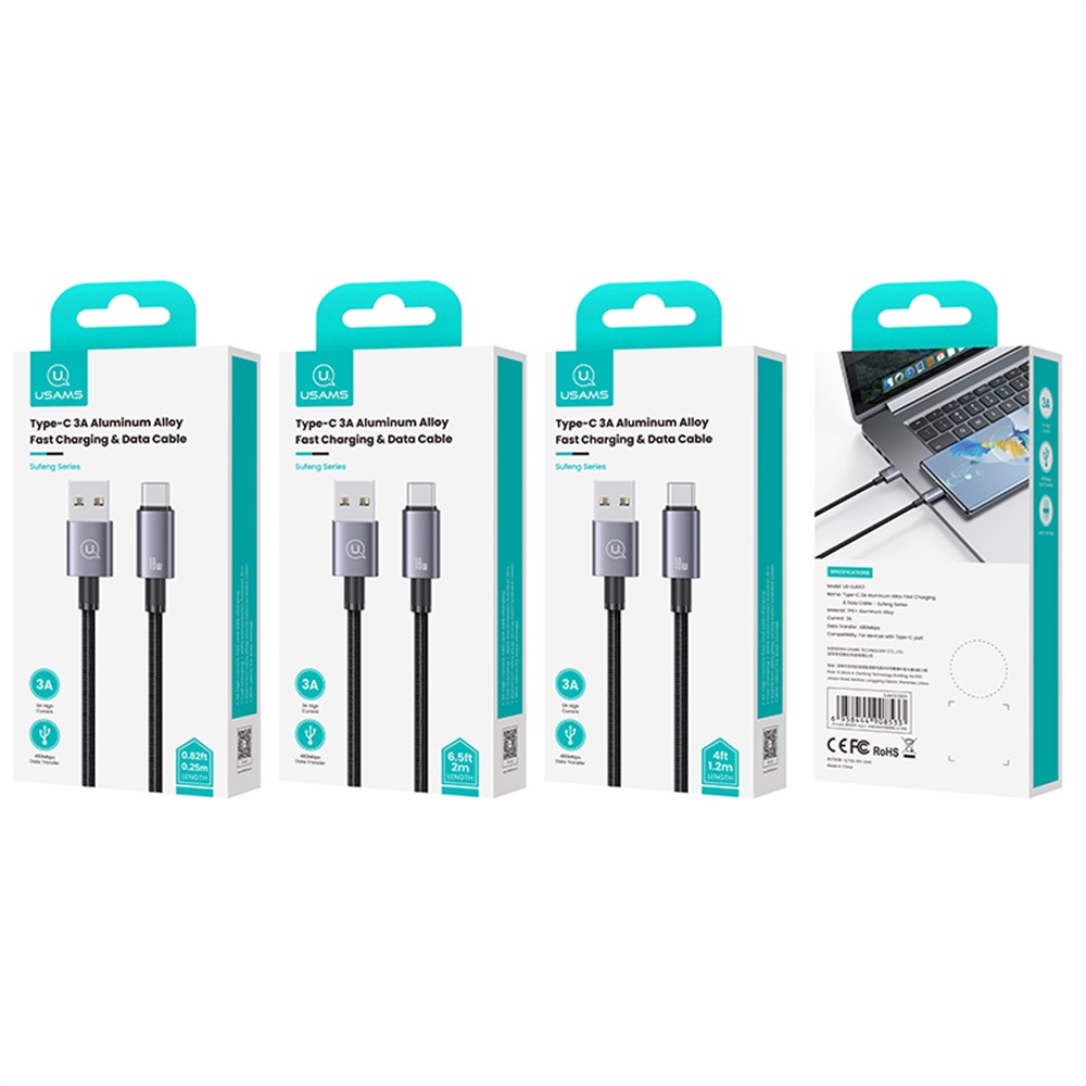 US-SJ663 Type-C 3A Aluminum Alloy Fast Charging & Data Cable-Sufeng Series 1.2M